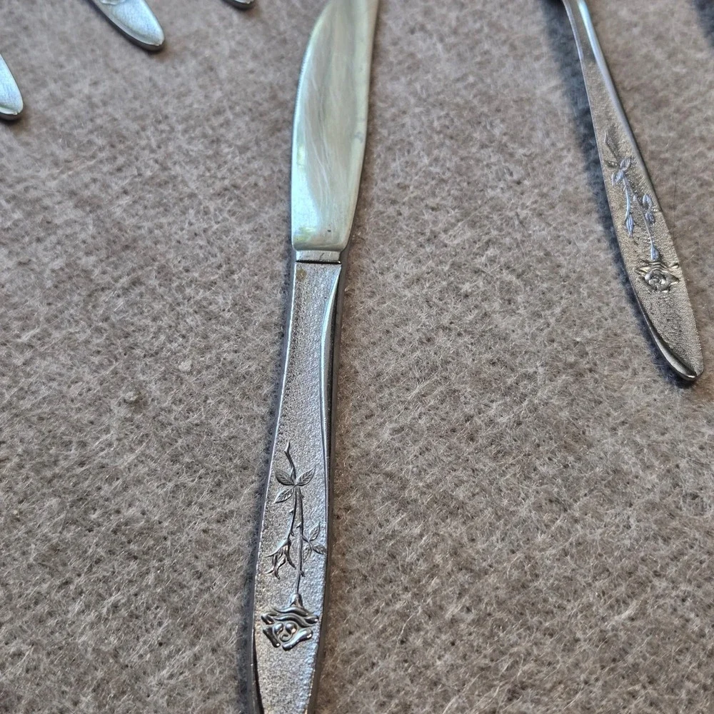 Stanley Roberts Florentine Rose  Stainless Flatware 11 Pieces Spoons Forks Knife